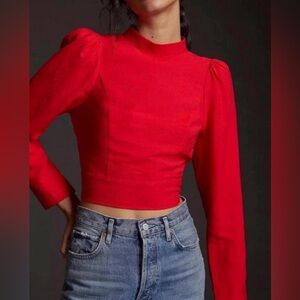 Anthropologie (Maeve) Vibrant Red Crop Top